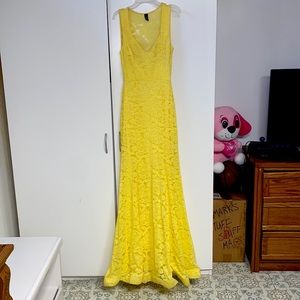 Windsor Yellow Long Maxi Prom Wedding Lace Floral Yellow Dress